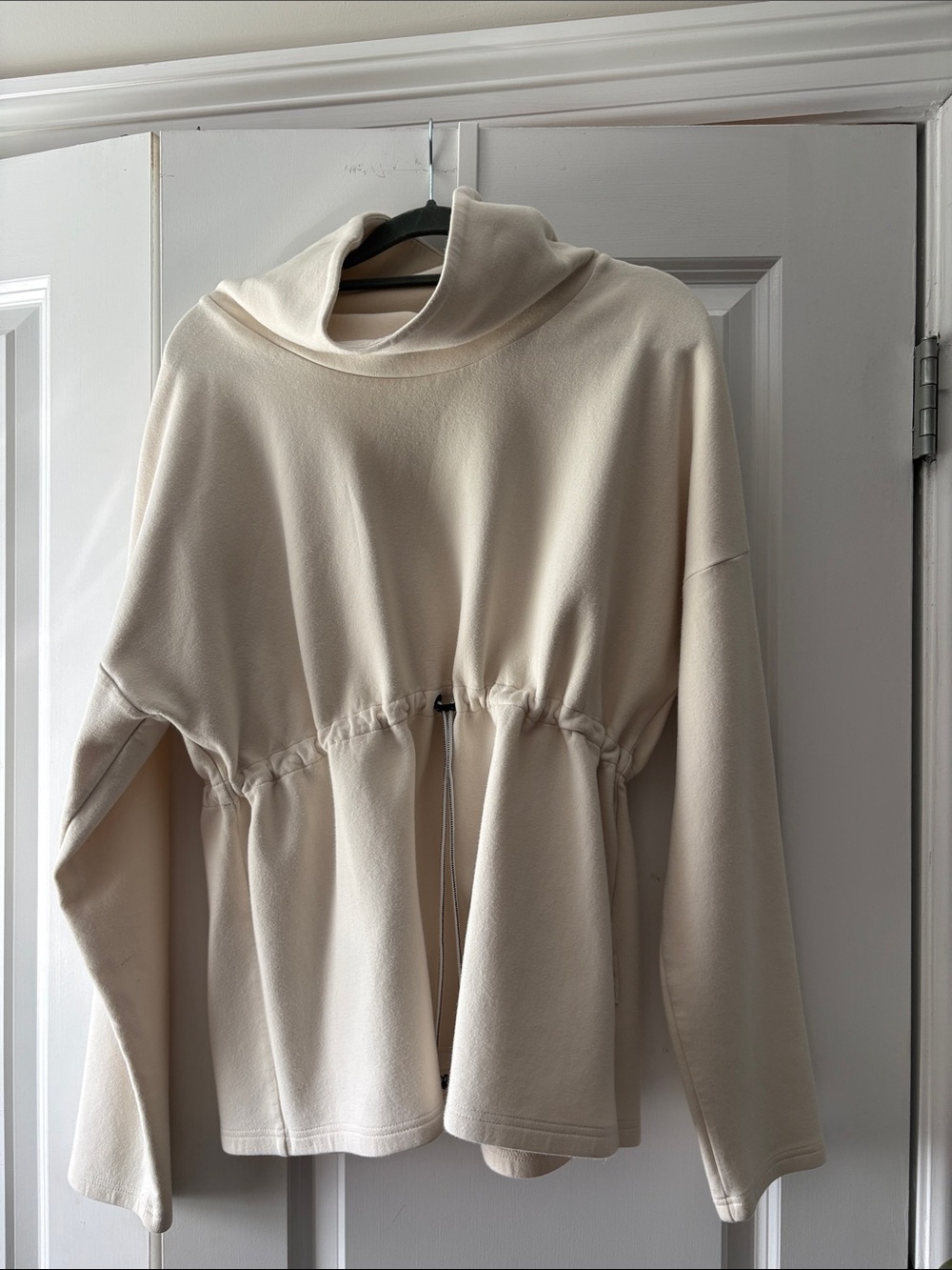 Varley Cream Funnel Neck Drawstring Waist Sweater